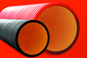 DKC Двустенная труба ПНД жесткая для кабельной канализации д.160мм, SN6, 750Н,  6м, цвет красный