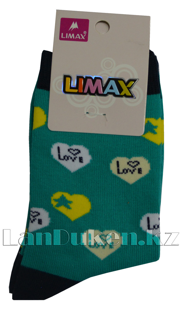 Детские носки Limax 31-34 зеленые с сердечками - фото 1 - id-p46440447