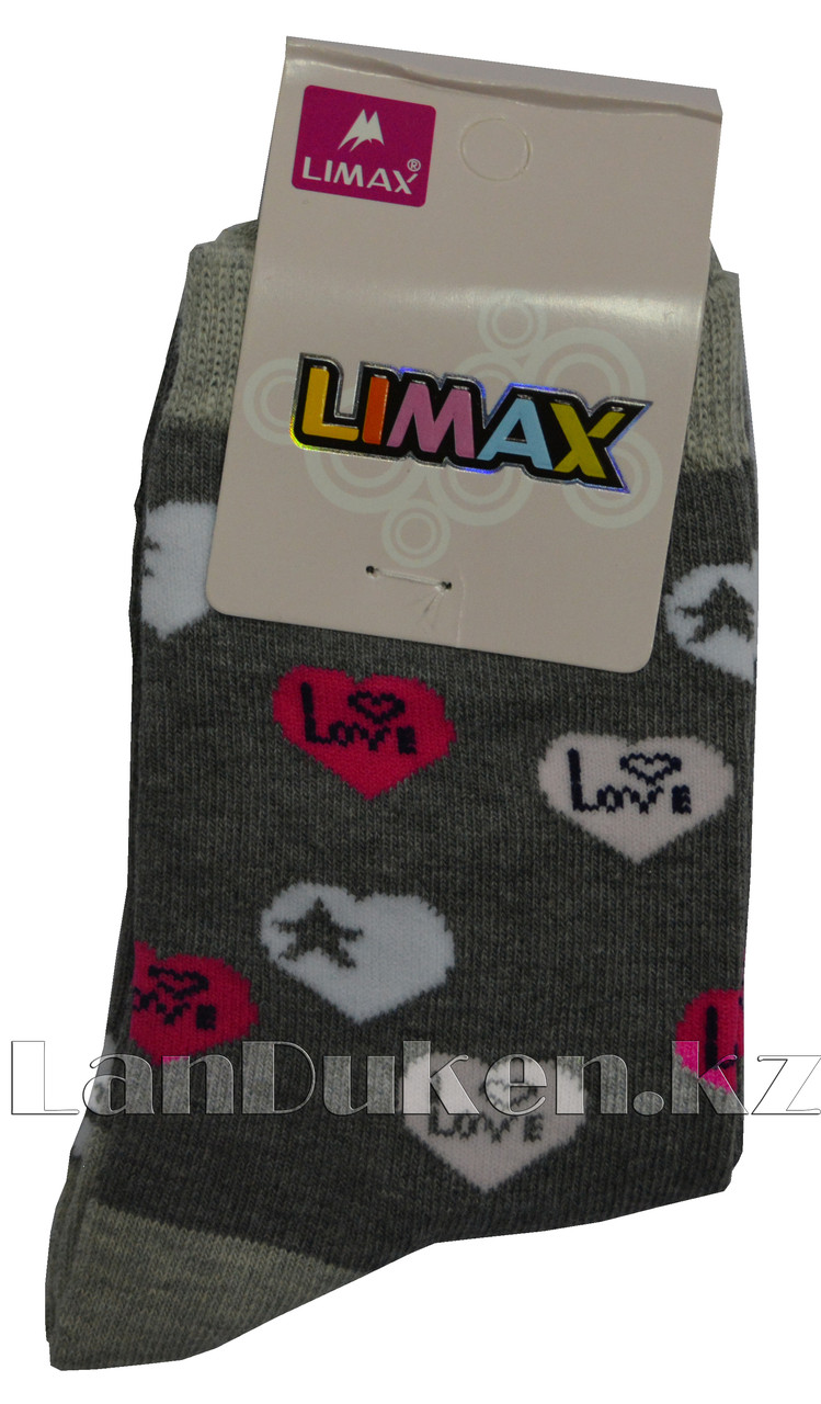 Детские носки Limax 31-34 серые с сердечками - фото 1 - id-p46440452