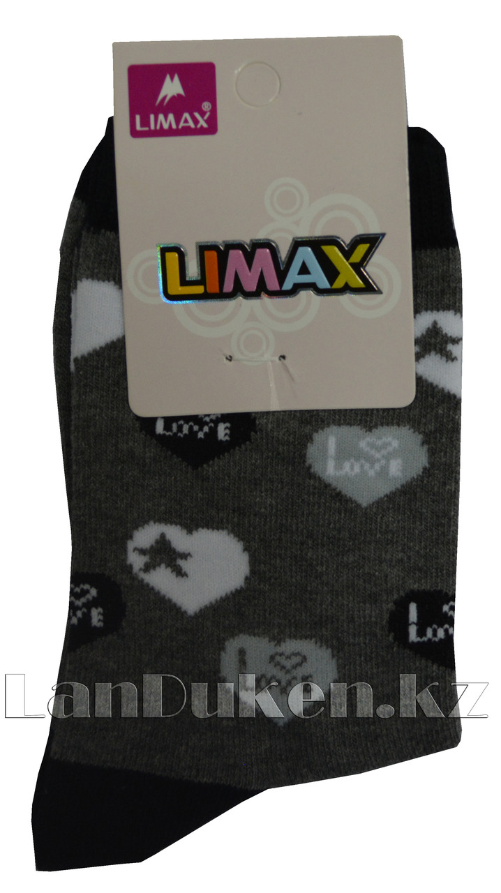 Детские носки Limax 31-34 темно-серые с сердечками - фото 1 - id-p46440546
