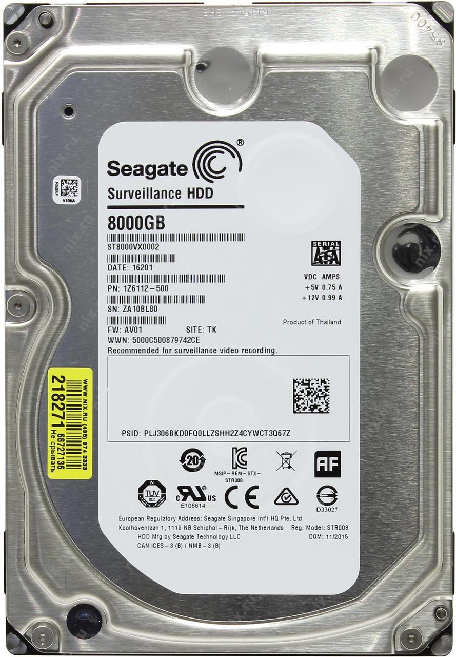 Жесткий диск HDD 8000 Gb SEAGATE Surveillance,  ST8000VX0002