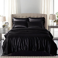 Постельное белье евро-размера. Черный сатин.