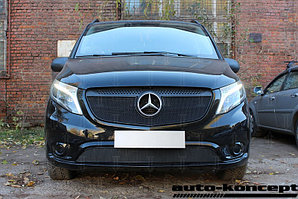Защита радиатора Mercedes-Benz Vito III (W447) 2014- black верх PREMIUM