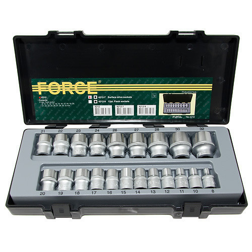 FORCE 4212 НАБОР ГОЛОВОК 1/2" 8-32ММ (21 предмет)