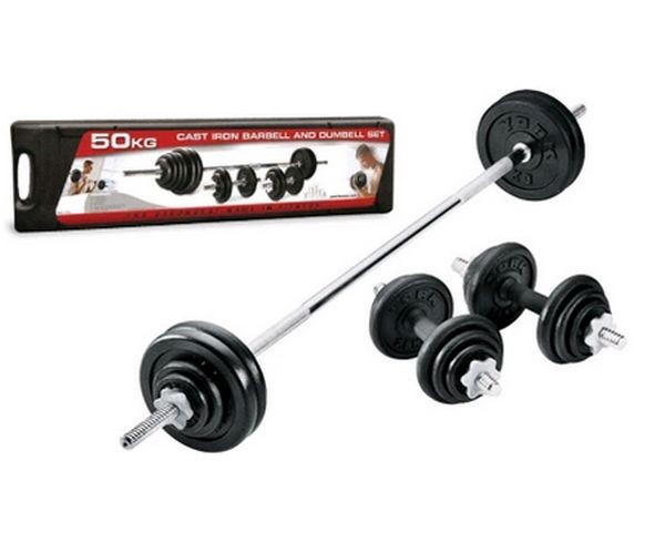 Набор гантелей + штанга сборная York Fitness 50 кг
