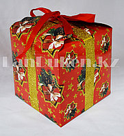 Подарочная новогодняя упаковка 13хh13 см (красная)