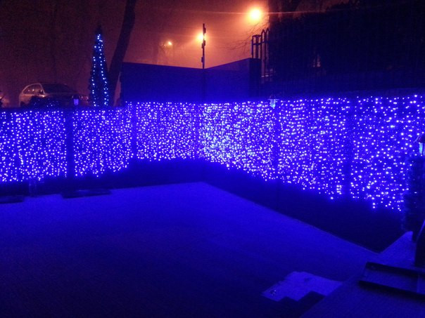 Led гирлянда "Шторка Занавес" 5*0,7м, прозрачный провод, Золотистый, синий, белый, желтый. Гирлянды Занавес