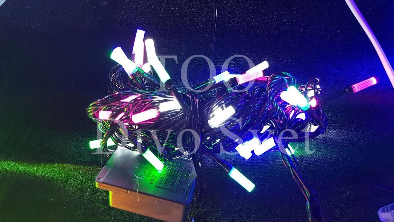 Led гирлянда Декор "нить 3 формы " 8м, черный провод, соединяется, Разноцветные
