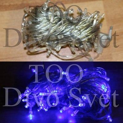 Led гирлянда "Нить" 8м, прозрачный провод, не мигает, не соединяется, Синий