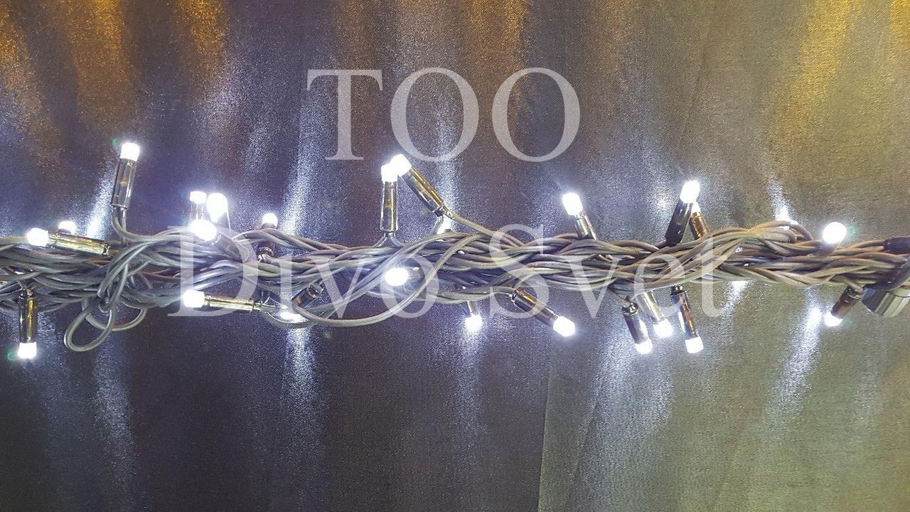 Led гирлянда "Нить" 10 м, мерцающие диоды, черный толстый провод, Холодный белый и Золотистый