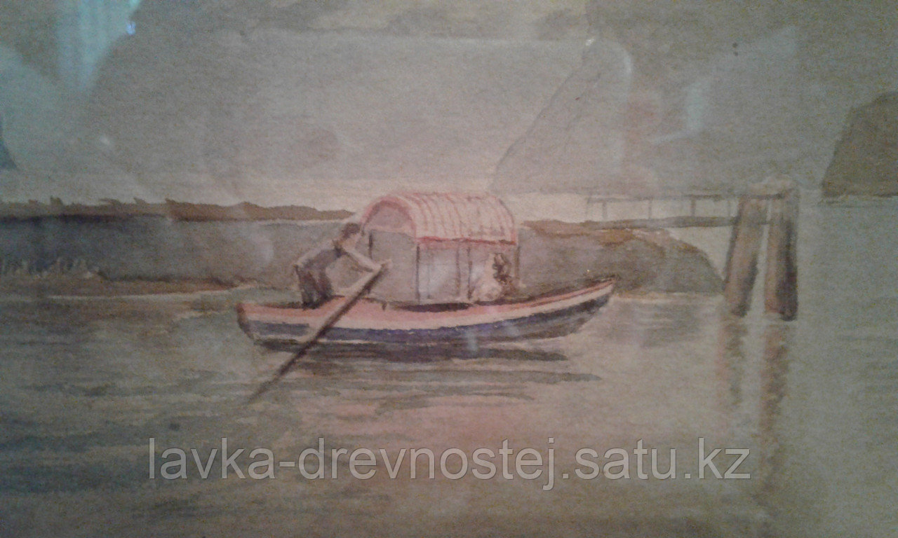 Антикварная картина "Пейзаж с лодками" - фото 4 - id-p47596177