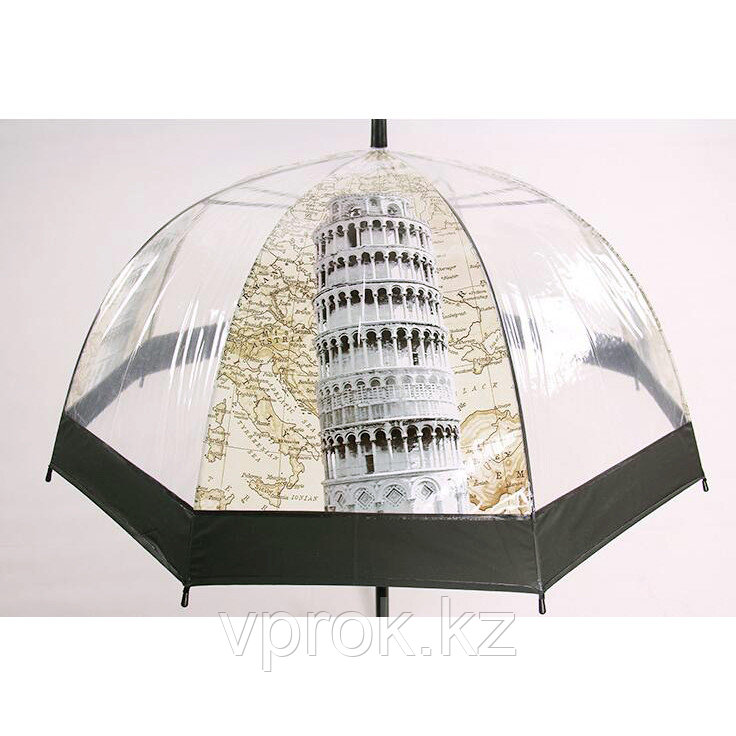 Прозрачный женский зонт-трость полуавтомат "Пизанская башня" - фото 1 - id-p47603166
