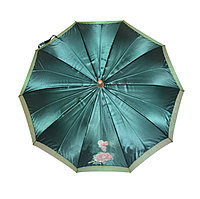 Женский зонт-трость полуавтомат, зелёный с перламутром