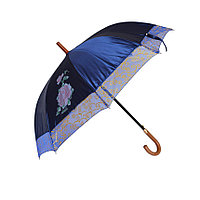 Женский зонт-трость полуавтомат, синий с перламутром