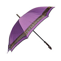 Женский зонт-трость фиолетовый с кантом, полуавтомат