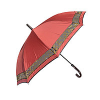 Женский зонт-трость красный с кантом, полуавтомат