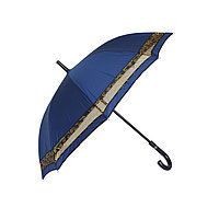 Женский зонт-трость синий с кантом, полуавтомат