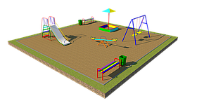 Дворовые площадки детские, горка, скамейки, песочница, качели подвесные, качели балансир