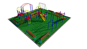 Дворовые площадки, скамейки, рукоходы, качели, лестница