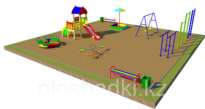 Площадка детская, песочница, карусель, качели, скамейки,, шведская стенка - фото 1 - id-p47625813