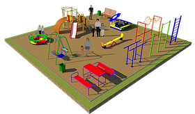 Площадка детская, карусель, качель балансир, рукоходы, шведская стенка, горка, песочница