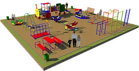 Площадка детская, песочница, качеля лодочка, рукоходы, лавочка с сидениями, карусель, шведская стенка