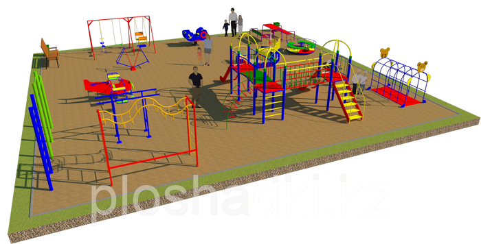 Площадка детская, песочница, качеля лодочка, качеля балансир, детский городок с горками, скамейками, карусель - фото 3 - id-p47625862