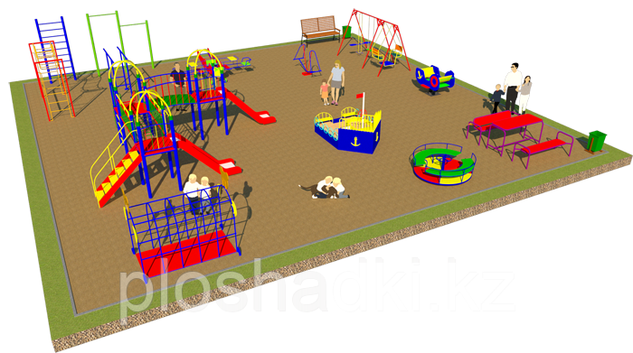 Площадка детская, песочница, качеля лодочка, качеля балансир, детский городок с горками, скамейками, карусель - фото 4 - id-p47625862