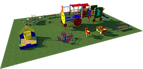 Площадка детская, песочница, качели, качели балансиры, игровой комплекс скамейки