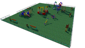 Детская площадка - песочный городок, качеля на пружине, рукоходы, горки, качели балансиры