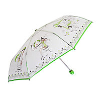 Складной женский зонт-полуавтомат, полупрозрачный, зелёный