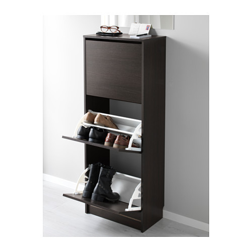 Шкаф для обуви 3 отделения БИССА черно-коричневый ИКЕА, IKEA - фото 2 - id-p47705084