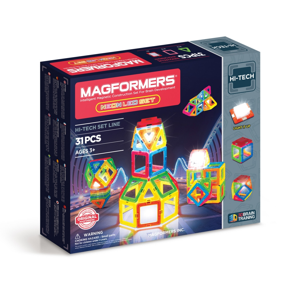 Magformers Магнитный конструктор светящийся Набор Neon Led Set из 31 детали