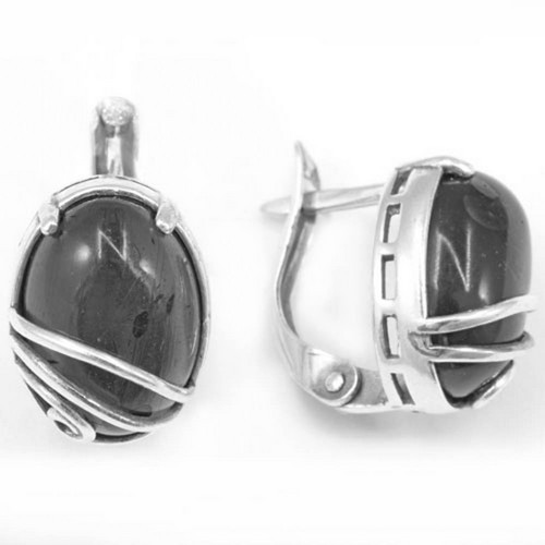 Серьги из серебра с кораллом розовым и хризопразом Приволжский Ювелир 353031
