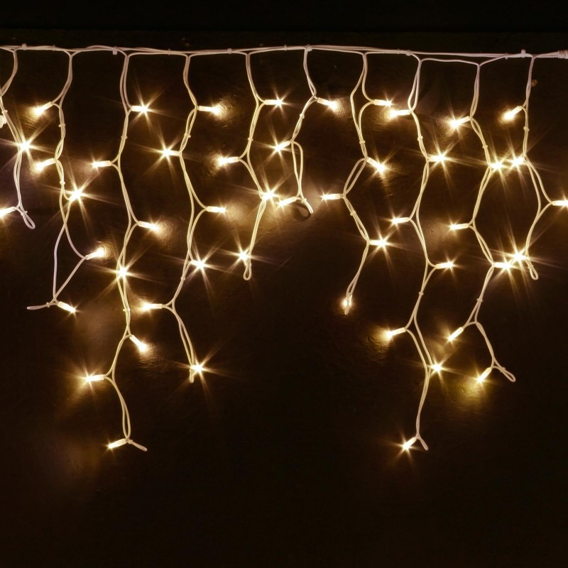 Led гирлянда "Бахрома" 2*0.6м, прозрачный провод, не соединяется, мигает. Золотистый, Синий, Белый, Цветной