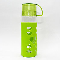 Эко бутылка для воды со стаканом, 0,5 л, зеленая