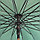 Зонт-трость с деревянной ручкой, полуавтомат, зеленый с кантом, фото 2