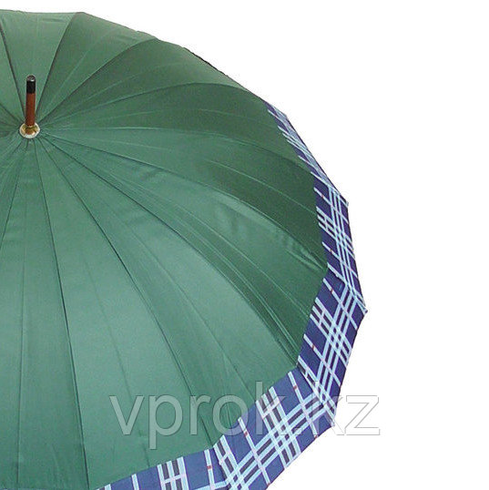 Зонт-трость с деревянной ручкой, полуавтомат, зеленый с кантом - фото 4 - id-p47742223