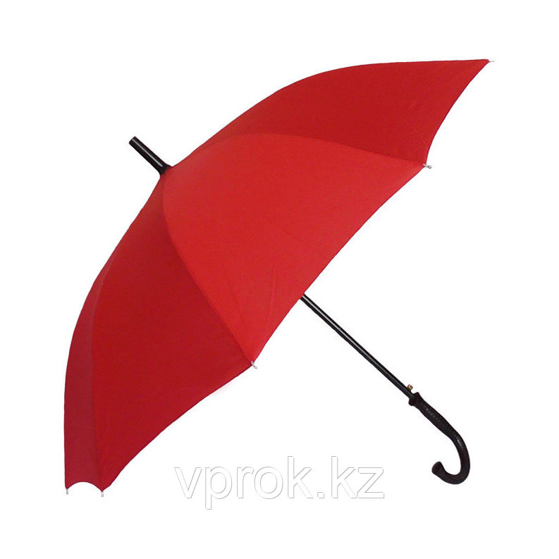 Полуавтоматический зонт-трость с деревянной ручкой, красный