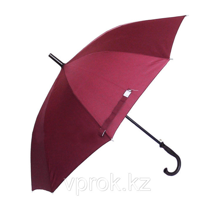 Полуавтоматический зонт-трость с деревянной ручкой, бордовый
