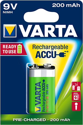 Аккумуляторная батарейка Varta 9V Ni-MH 200mAh (для раций, металлоискателей, микрофонов) - фото 1 - id-p47744989