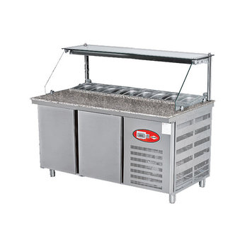 Холодильный стол для пиццы и салатов с 2 дверями и гранитной столешней EMPERO