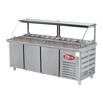 Холодильный стол для пиццы и салатов с 3 дверями и гранитной столешней EMPERO