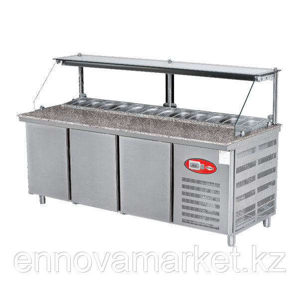 Холодильный стол для пиццы и салатов с 3 дверями и гранитной столешней EMPERO - фото 1 - id-p47758349