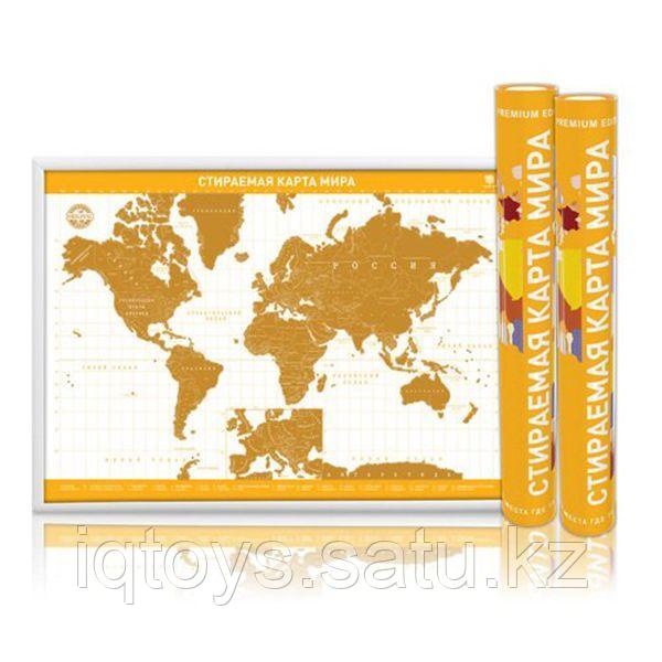 Скретч-карта мира "Премиум" жёлтая