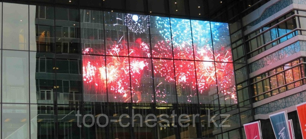 Прозрачный LED  дисплей, прозрачный медиафасад,