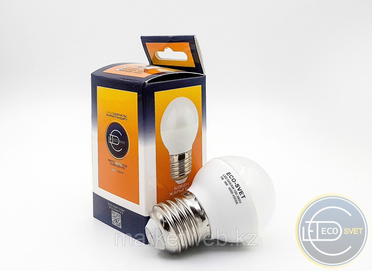 Светодиодная LED лампа G45 / XW 7W Е27 Экосвет