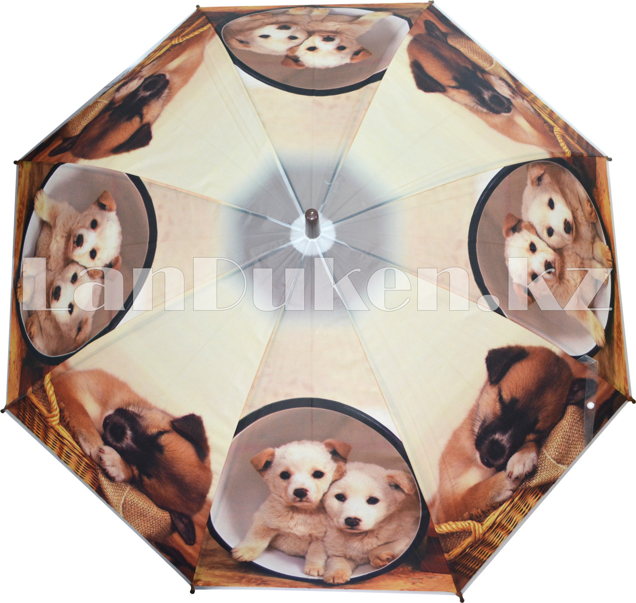 Зонт-трость с принтом (собаки) коричневая ручка - фото 1 - id-p48520291