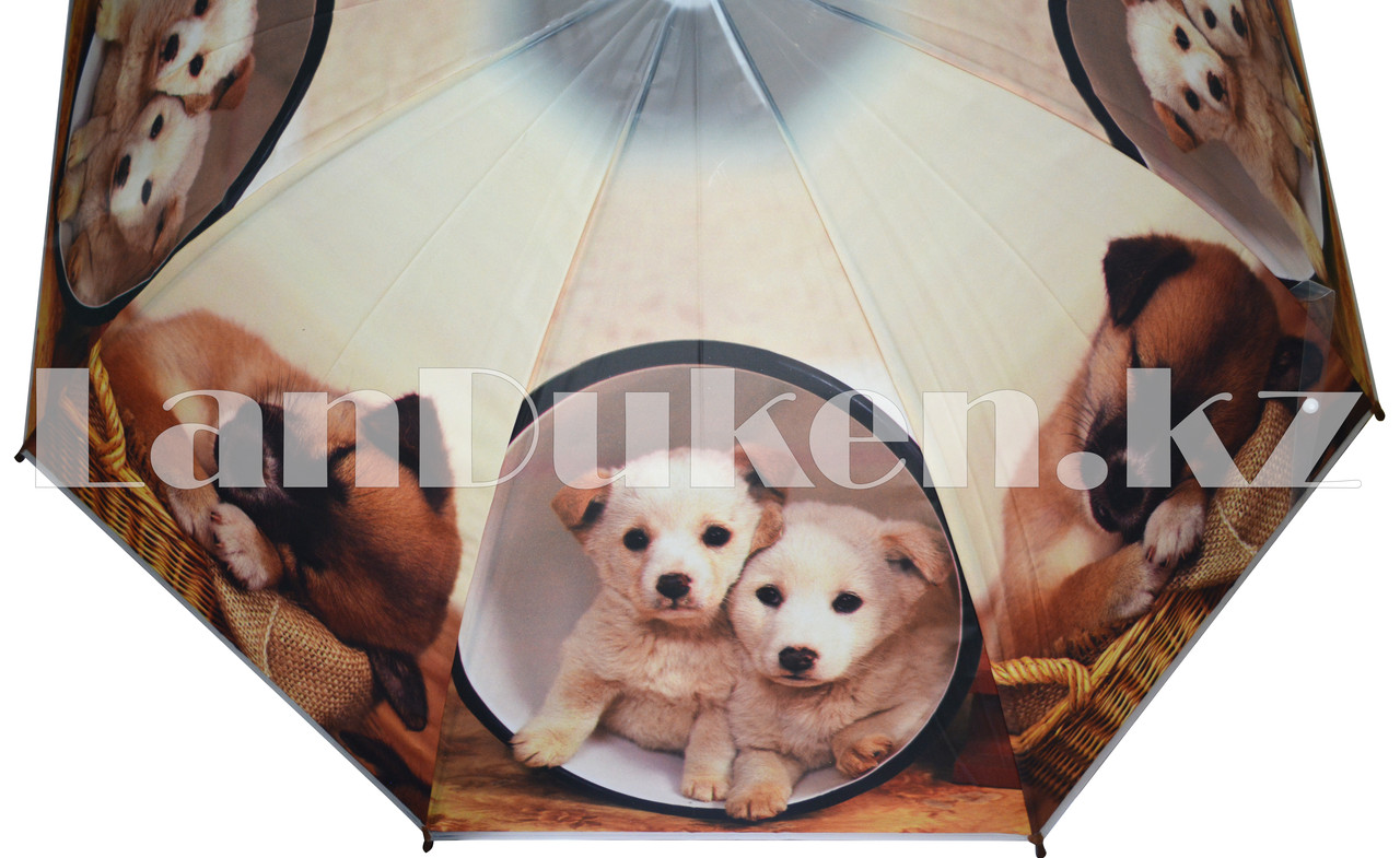 Зонт-трость с принтом (собаки) коричневая ручка - фото 2 - id-p48520291