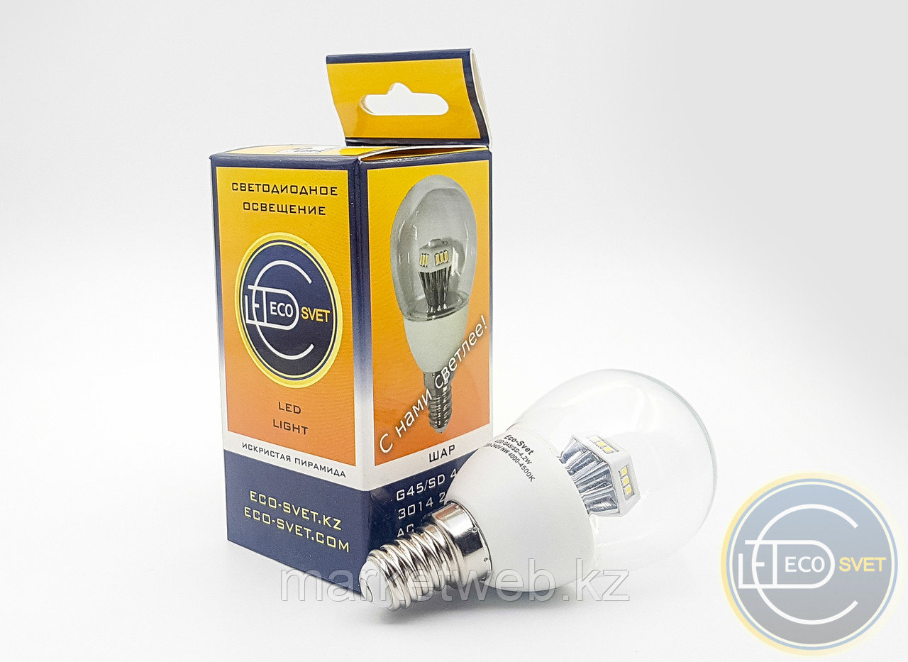 Светодиодная LED ЛЕД лампа G45/SD 4,2W E14 от 240 тенге Экосвет Акция!!! - фото 1 - id-p47798484